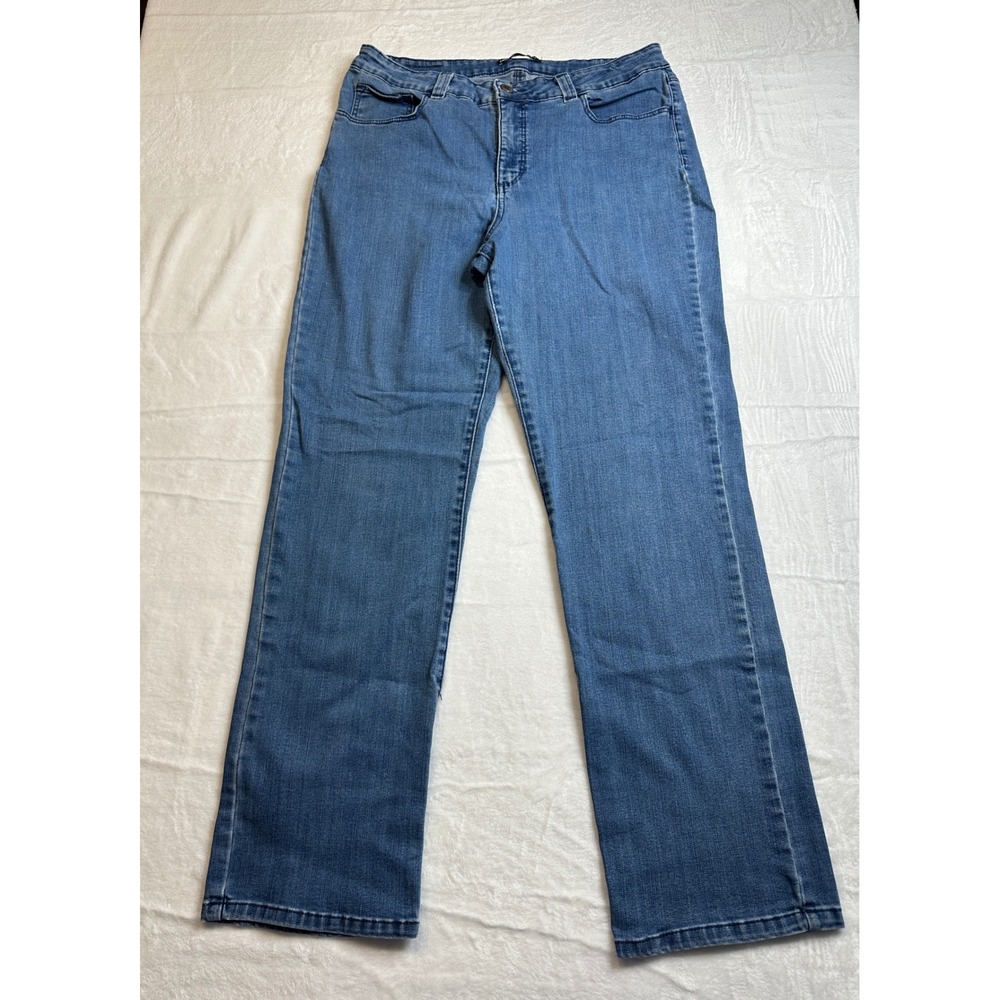 Lee Classic Fit Jeans Womens 16 Medium Blue Straight Leg Embroidered Pockets